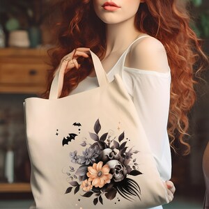 Skull Tote Bag, Halloween Candy Bag, Spooky Tote Bag, Fall Tote Bag, Halloween Bucket, Witch Tote Bag, Fun Tote Bag, Horror Tote Bag,Gothic