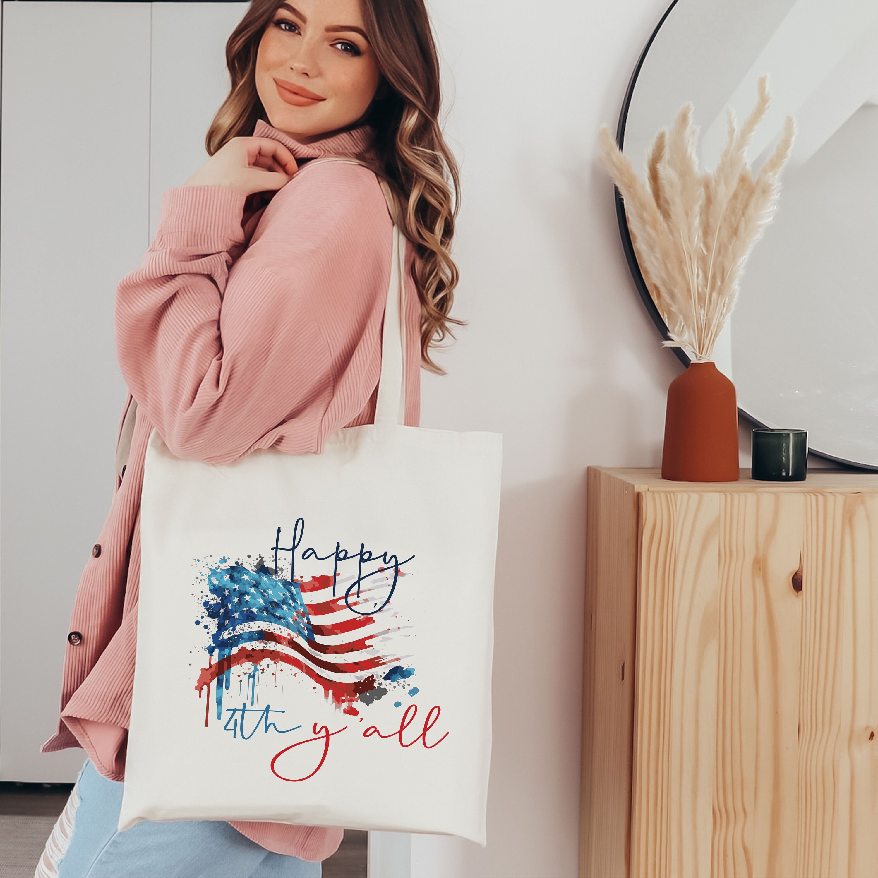 Cool Canvas American Tote Bag Pretty 4th July Flag Tote Bag Etsy