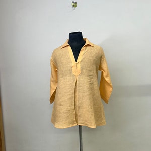 Linnen shirt voor dames, linnen top, linnen tuniekjurk, zomerjurk, asymmetrische top, linnen blouse, natuurlijke linnen jurk, gewassen zachte tuniek