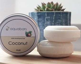 Natural Solid Coconut Shampoo Bar with Travel Tin, 60g | Handmade, Eco  Friendly, Zero Waste haircare | Suitable for all hair types