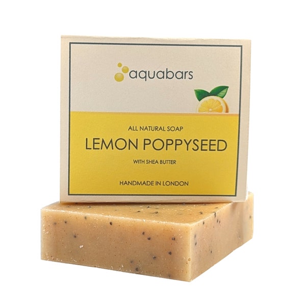 Handmade Lemon Poppy Seed Soap, 110g, All Natural Soap Handcrafted in England