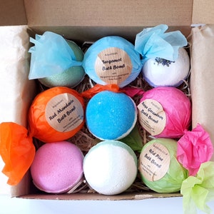 Set of 9 Handmade Bath Bombs Medium Size | All Natural with essential oils | over 70g each