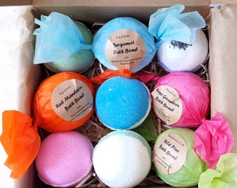 Set of 9 Handmade Bath Bombs Medium Size | All Natural with essential oils | over 70g each