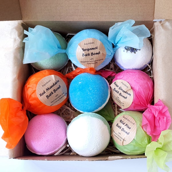 Set of 9 Handmade Bath Bombs Medium Size | All Natural with essential oils | over 70g each