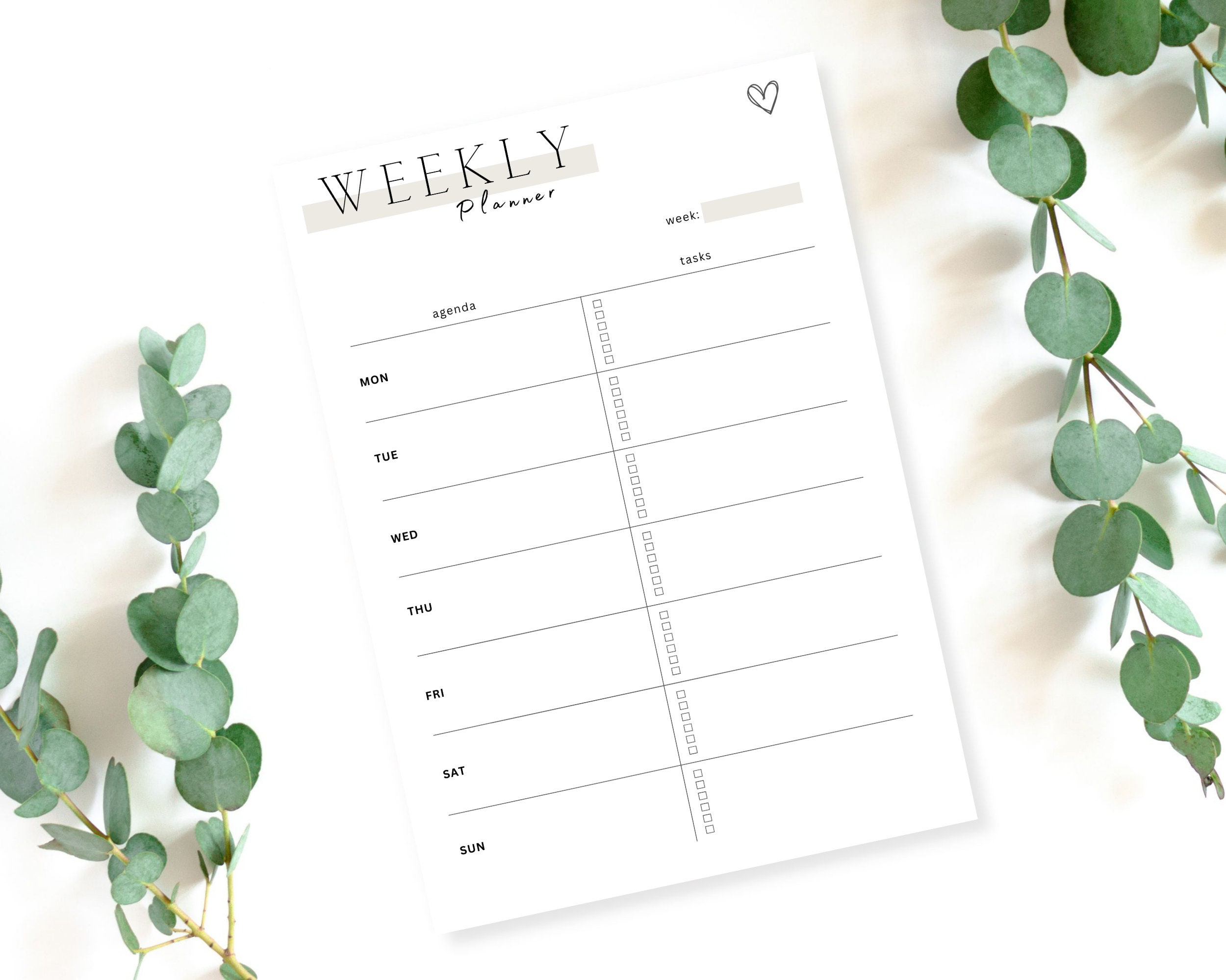 Weekly Planner Printable Minimal Calendar A4 and A5 Digital Download ...
