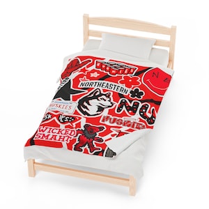 Northeastern University Bed Party Velveteen Plush Blanket