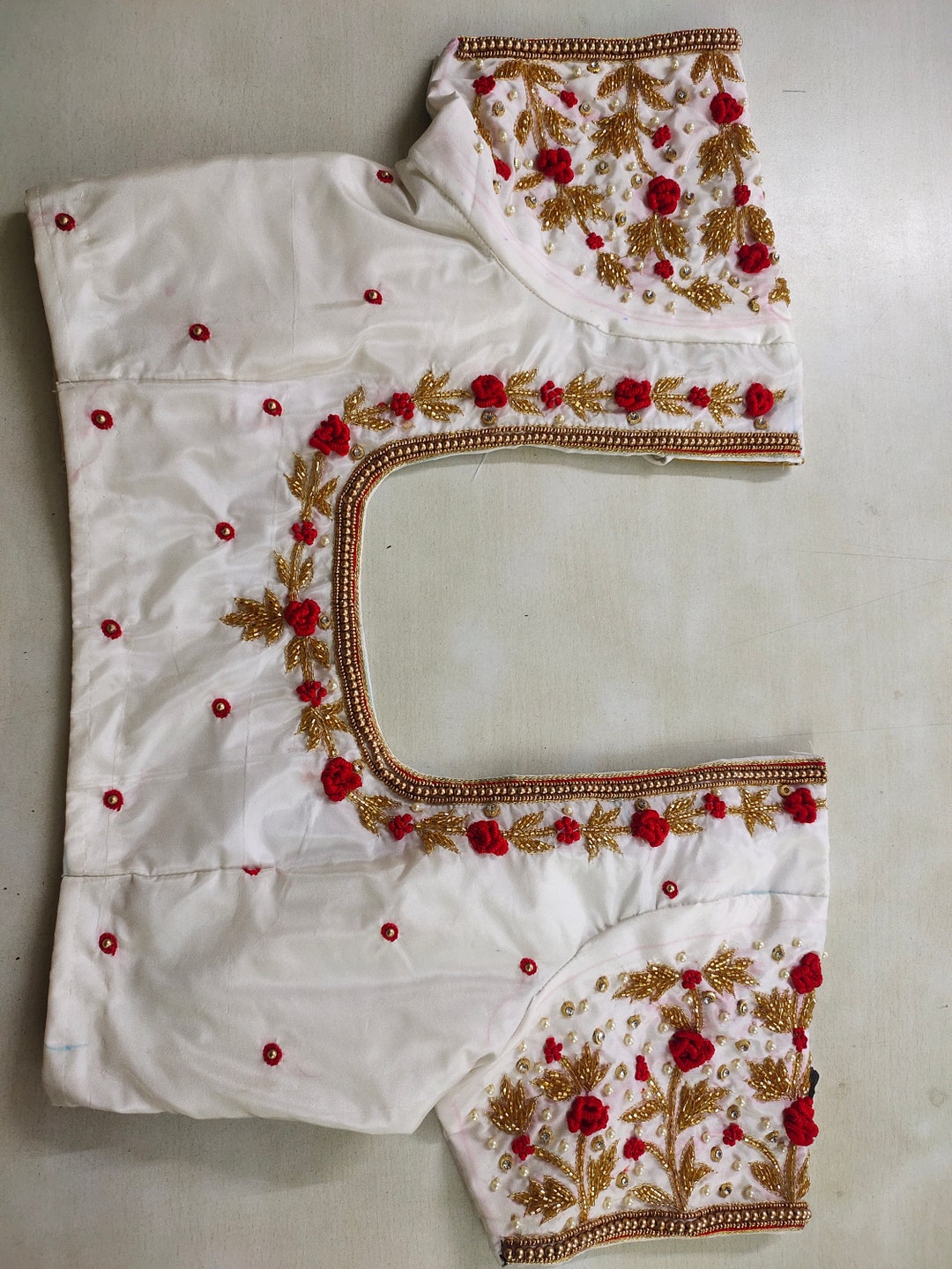 Aari French Knot Work Bridal Blouse Etsy