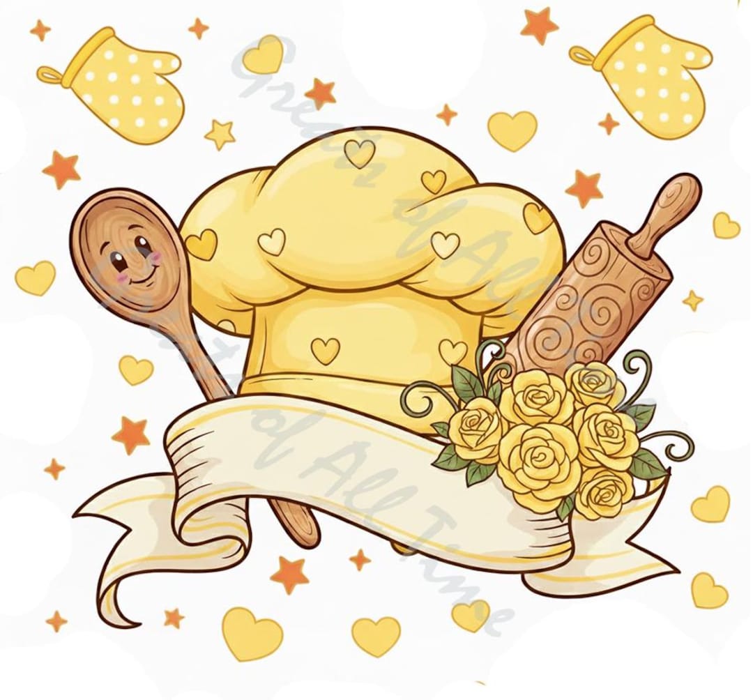 Baking Cap Vector Baking PNG | Chef Hat Design | Yellow Kitchen Clipart | Baker Gift ...