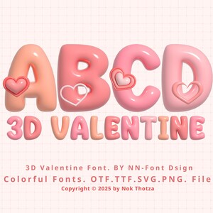 3D Valentine Font - Niedlicher glänzender Schriftzug mit Herzdetails |  Dateien für Kreative Projekte