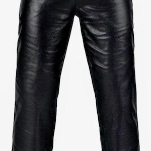 Leather Pants Men&#39;s Motorbike Leather Pant 5 Pockets Black Leather Pant 28&quot; - 48&quot;