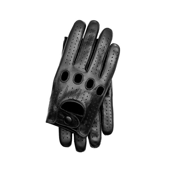 Mens Classic Driving Gloves Soft Genuine Real Cowhide Leather Full Finger Black