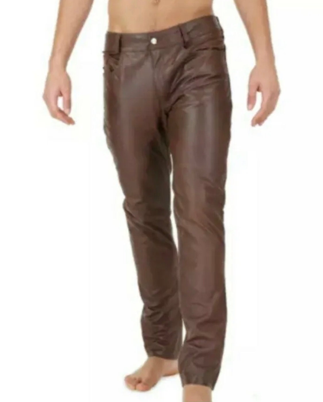 Slim Fit Leather Pants Men 