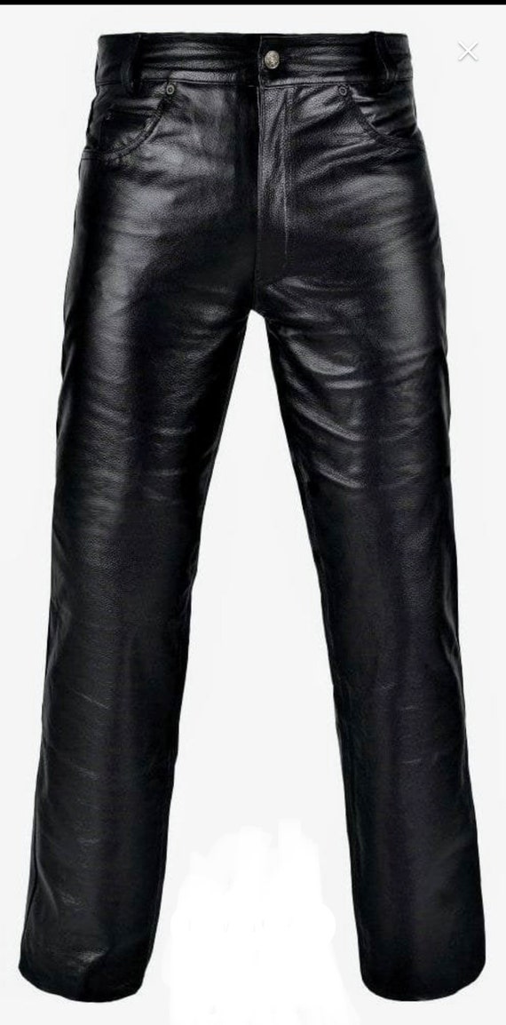 Leather Pants Men's Motorbike Leather Pant 5 Pocke