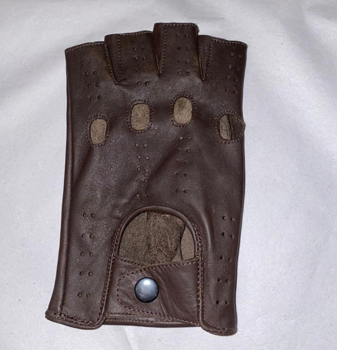 Fingerless Men's Leather Gloves Car Driving Gloves Etsy