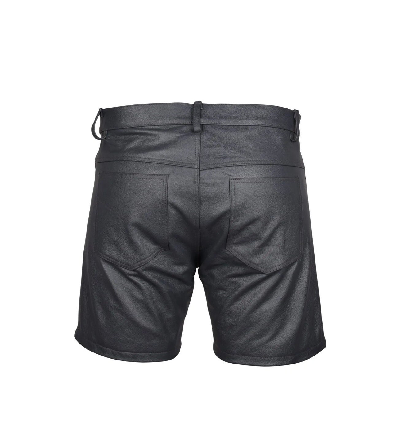 Men's Genuine COW Leather Black Shorts Casual 5 Pockets Short