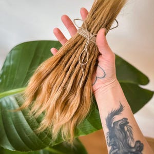 human hair dread extensions | warm honey blonde hh dreads | natural dreadlocks set | wavy loose ends | best quality virgin RAW european hair