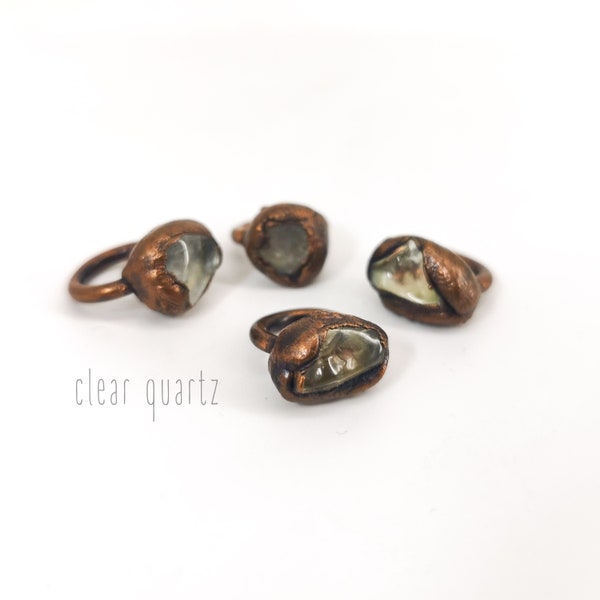 copper dread beads | jewelry for dreadlocks | rasta hippie boho indie | big hole bead | clear quartz | electroformed copper + stone