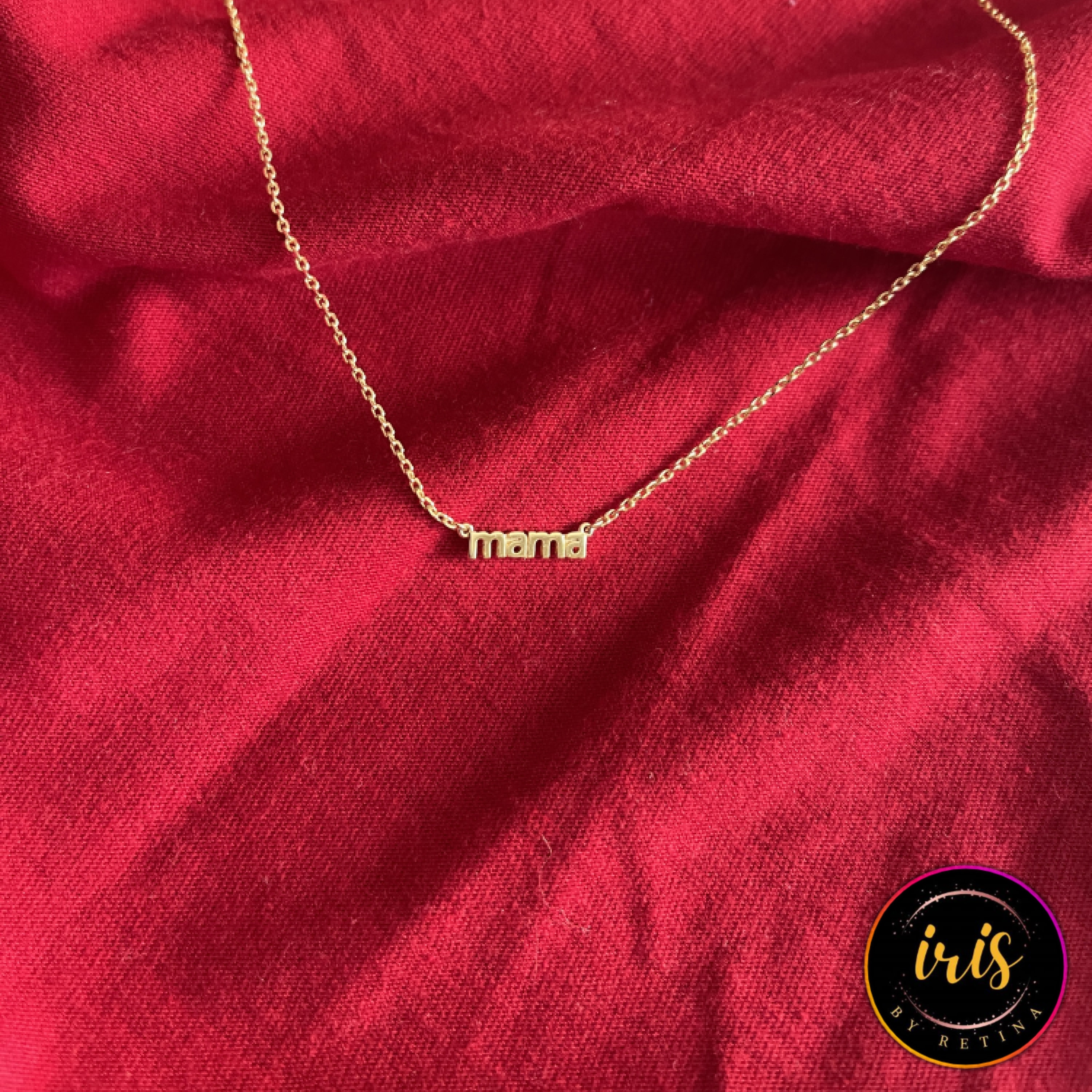 Gold Name Plate Necklace Personalized Mama Jewelry Customizable Xmas