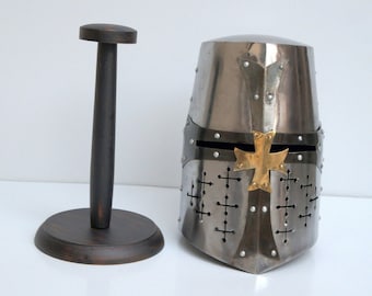 HAND MADE Medieval Crusader Helmet Templar Knight Helmet Silver Finish Crusader Helmet