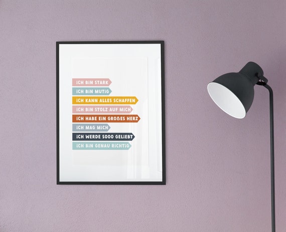 Kinder Affirmationsposter Mutmacher SOFORT-Download Poster Affirmationen für Kinder | Poster Kinderzimmer | Affirmationskarten