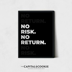 No Risk No Return, Motivational Wall Art for Office, Modern Home Office Decor, Inspirational Quote, Entrepreneur, Instant Download