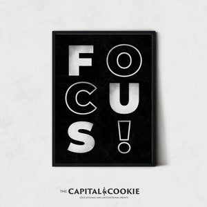 Focus! Motivational Wall Art, Modern Home Office Decor, Inspirational Posters, Entrepreneur Wall Art, Instant Download
