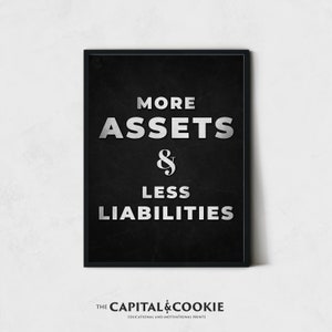 More Assets & Less Liabilities, Printable Entrepreneur Quote, Motivational Wall Art, Home Office Decor, Instant Download