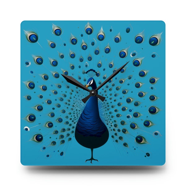 Moderne Pfau - Acryl Wanduhr, Dekoration, Büro Dekor, Fantasy