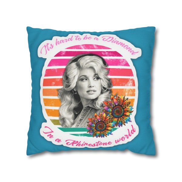 Dolly Rhinestone world Spun Polyester Square Pillow Case