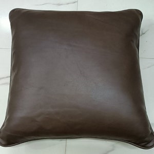 100%Real Lambskin leather pillow cover,Plain Square Soft DARK BROWN LEATHER Pillow Cover,Living Decor,Home Decor,Housewarming,Throw Cover