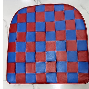Leather Seat Cushion RED & BLUE, Yoga, Meditation, Floor Cushion | TOLIX Style Leather Bench Cushion With Insert - Thickness 2 (5cm)