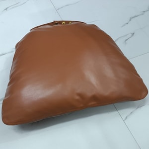 Lambskin Leather ROUND Edge Chair Pad Cover TAN | Dine Leather chair Pads With Ties For Home, Office, Stool & Car, Ideal For Chair Pad Cover