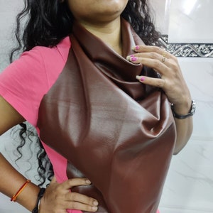 Women Lambskin Leather Brown SCARF, Leather SHAWL Scarf,  Western Leather Scarf, Make Your Outfit Stylish FASHIONABLE - Modern Leather Scarf