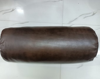 ANTIQUE BROWN Lambskin Leather BOLSTER Cushion Cover, Yoga Neck Roll Case Cushion Cover, Home & Living Decor, Housewarming Gift