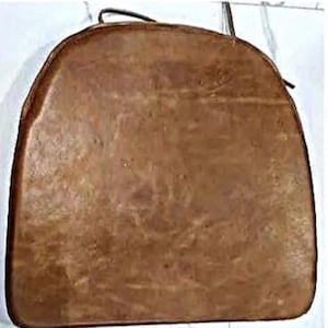 Lambskin Leather Tan BROWN ROUND EDGE Chair Pad | Dining Seat Pad for Home and Office | Dine Leather Chair Cushion| Tolix Style Chair Pad