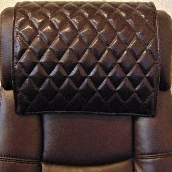 Housse de fauteuil inclinable en cuir d'agneau véritable, housse d'appui-tête, protecteur de meubles, housse de causeuse, cuir matelassé point inclinable SLIPCOVER noir