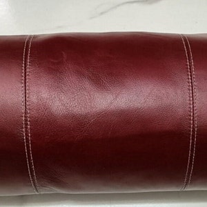 Leather Bolster Cover Pillow, |Burgundy Leather Cover Yoga Neck Roll Case | Handmade Leather Case, Gift Item, Living Decor, Housewarming
