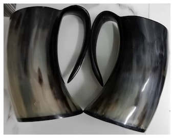 Handcrafted Viking Nordic TANKARD Drinking Mug, Authentic Beer Ox Horn Vikings DRINKING Cup For Mead & Wine, Medieval Beer Stein LARP Lovers