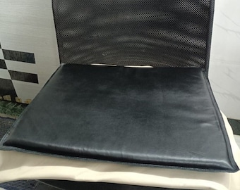 Lambskin Leather BLACK SQUARE CHAIR Pad | Square Indoor Seat Pad | Dining Seat Pad for Home and Office | Housewarming Living Room Decor