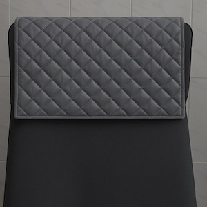 ラムスキンレザーヘッドレストカバー、リクライニングチェア用、家具プロテクター、ラブシートカバー、レザーダイヤモンドキルティングステッチリクライニングスリップカバーグレー