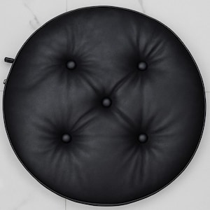 Lambskin BLACK ROUND Edge Leather Chair Pad Ties | TUFTED Button Bench Leather Cushion With Insert | Car Cushion Leather Seat Chair Cushion