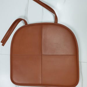 Real Lambskin Leather BROWN ROUND EDGE Chair Pad | Dining Seat Pad for Home and Office | Dine Leather Chair Cushion| Tolix Style Chair Pad