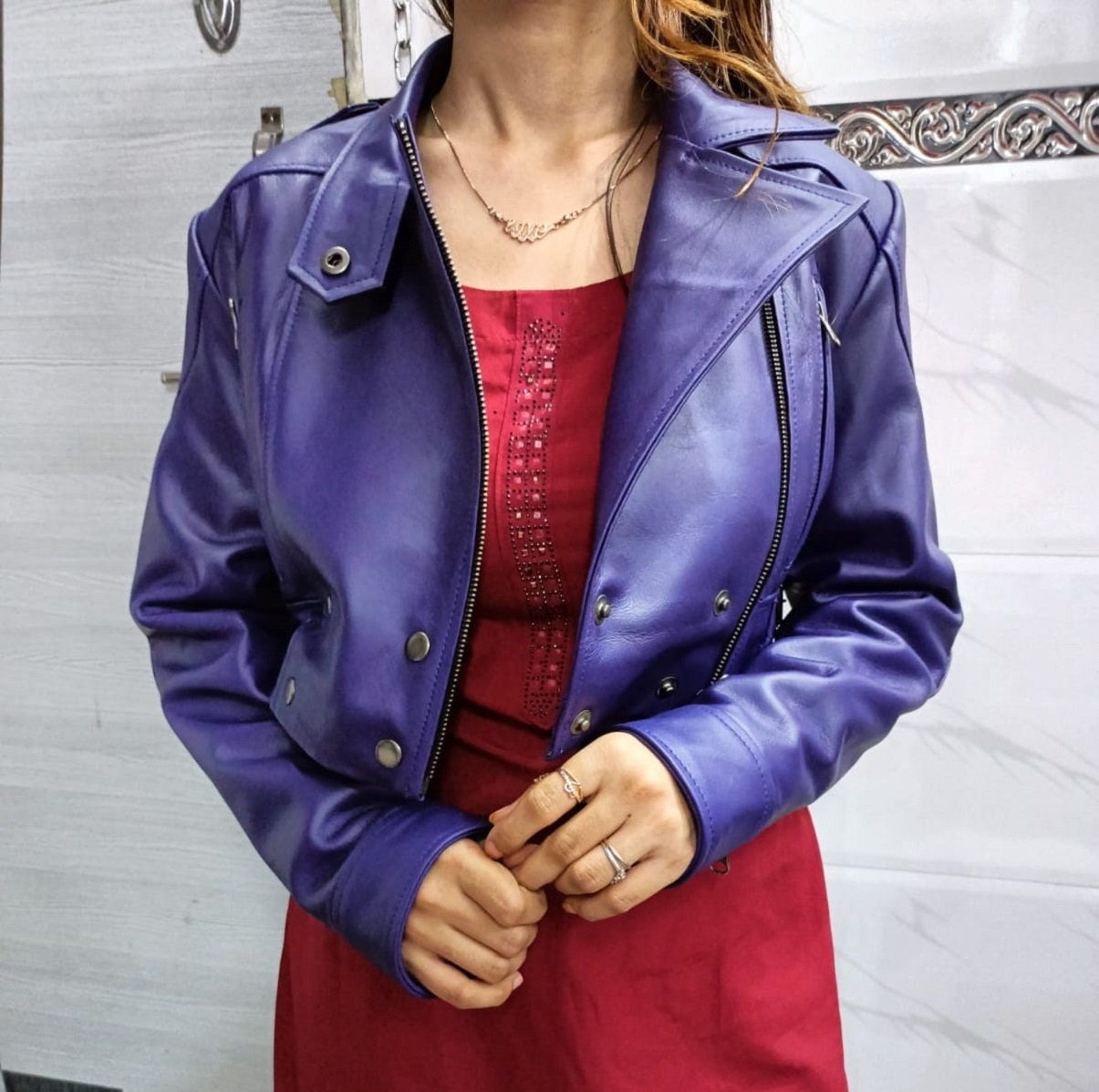 紫音様取り置き中 S leather jacket cropped 【公式通販】
