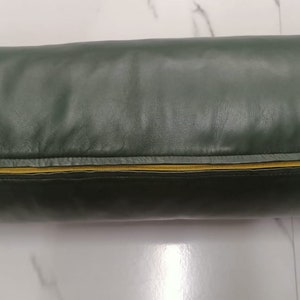100% Genuine High Quality Lambskin Leather BOLSTER Cover ,Decor Throw OLIVE GREEN Pillow Covers for Bedroom, Living Room, Couch, Sofa & Bed
