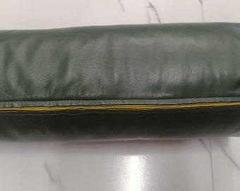 100% Genuine High Quality Lambskin Leather BOLSTER Cover ,Decor Throw OLIVE GREEN Pillow Covers for Bedroom, Living Room, Couch, Sofa & Bed