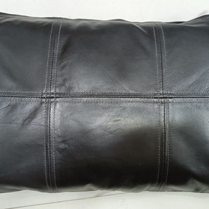 Lambskin Leather Cushion Cover | Handmade Housewarming gift | Black RECTANGLE leather lumbar pillow Cover Couch Decorative Accent