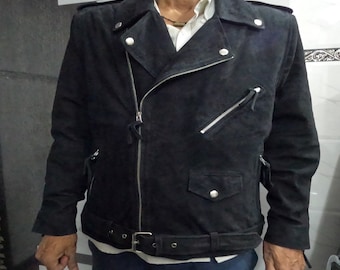 Men's BLACK SUEDE BIKER Jacket | Suede Leather Motorcycle Jacket | Cafe Racer Jacket | Personalized Gift For Him |