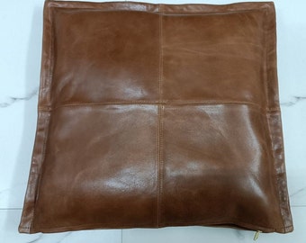 100%Real Lambskin leather pillow cover,Plain Square Soft ANTIQUE BROWN LEATHER Pillow Cover,Living Decor,Home Decor,Housewarming,Throw Cover