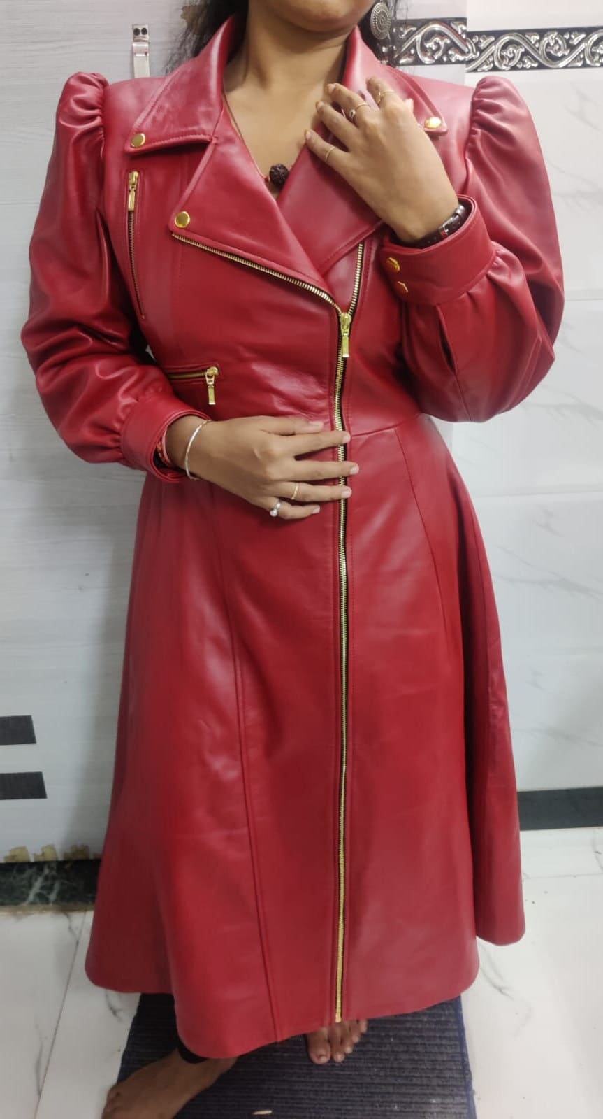 Lucky Red Windproof Hard Shell Trench Coat