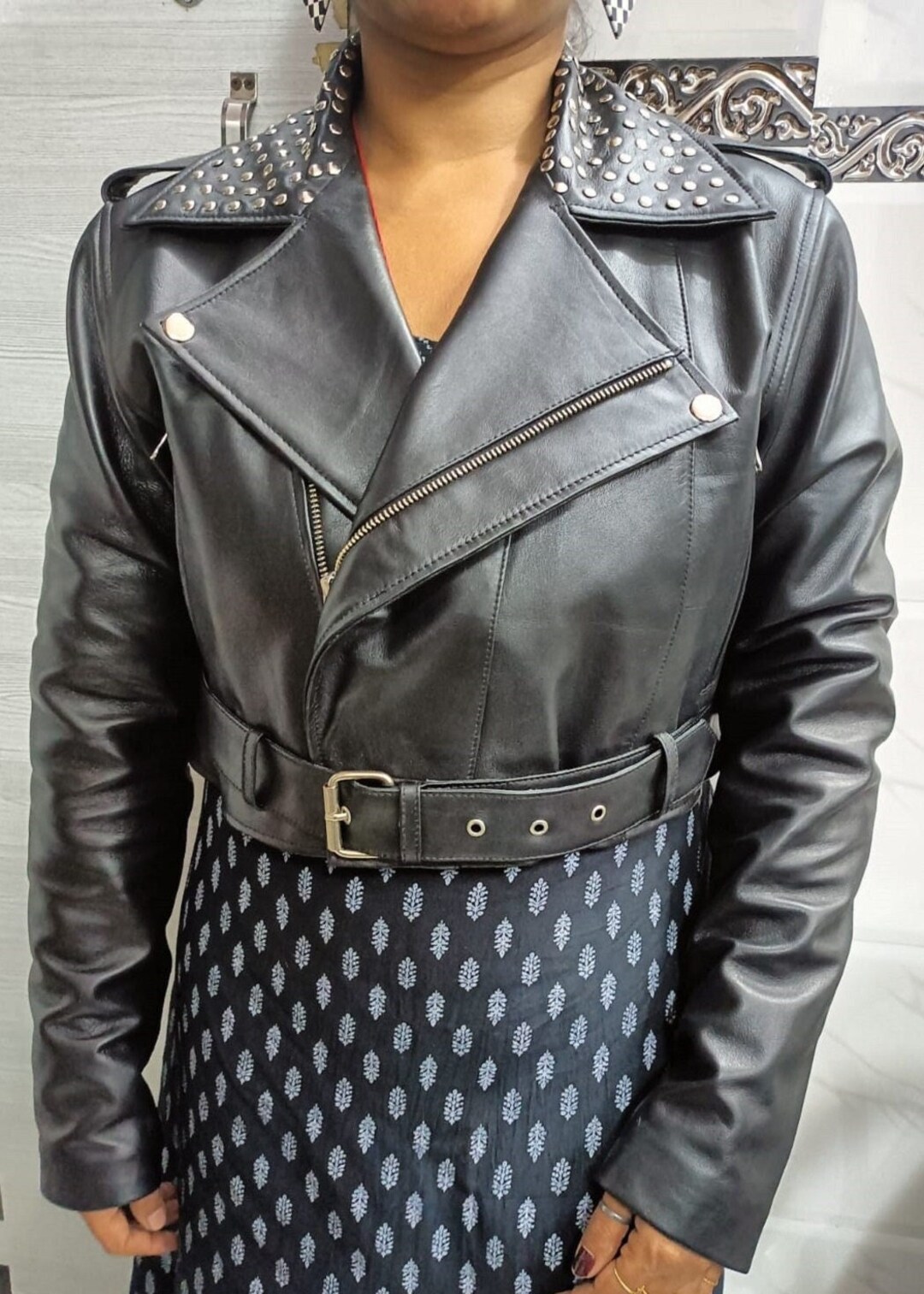 Damen Cropped-Jacke Aus Ler Mit Strick-Einsätzen | Schwarz | Diesel